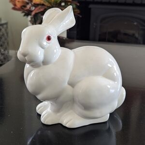 Mid Century Large RABBIT White Ceramic Figure Decorative Collectible MCM Taiwan